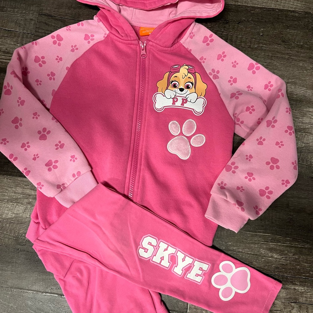 Paw Patrol Skye Tracksuit Set Girls Size 7 Pink Hoodie & Leggings